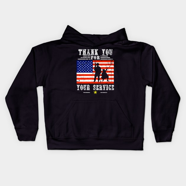 veterans day thank you for your service Kids Hoodie by Barnard